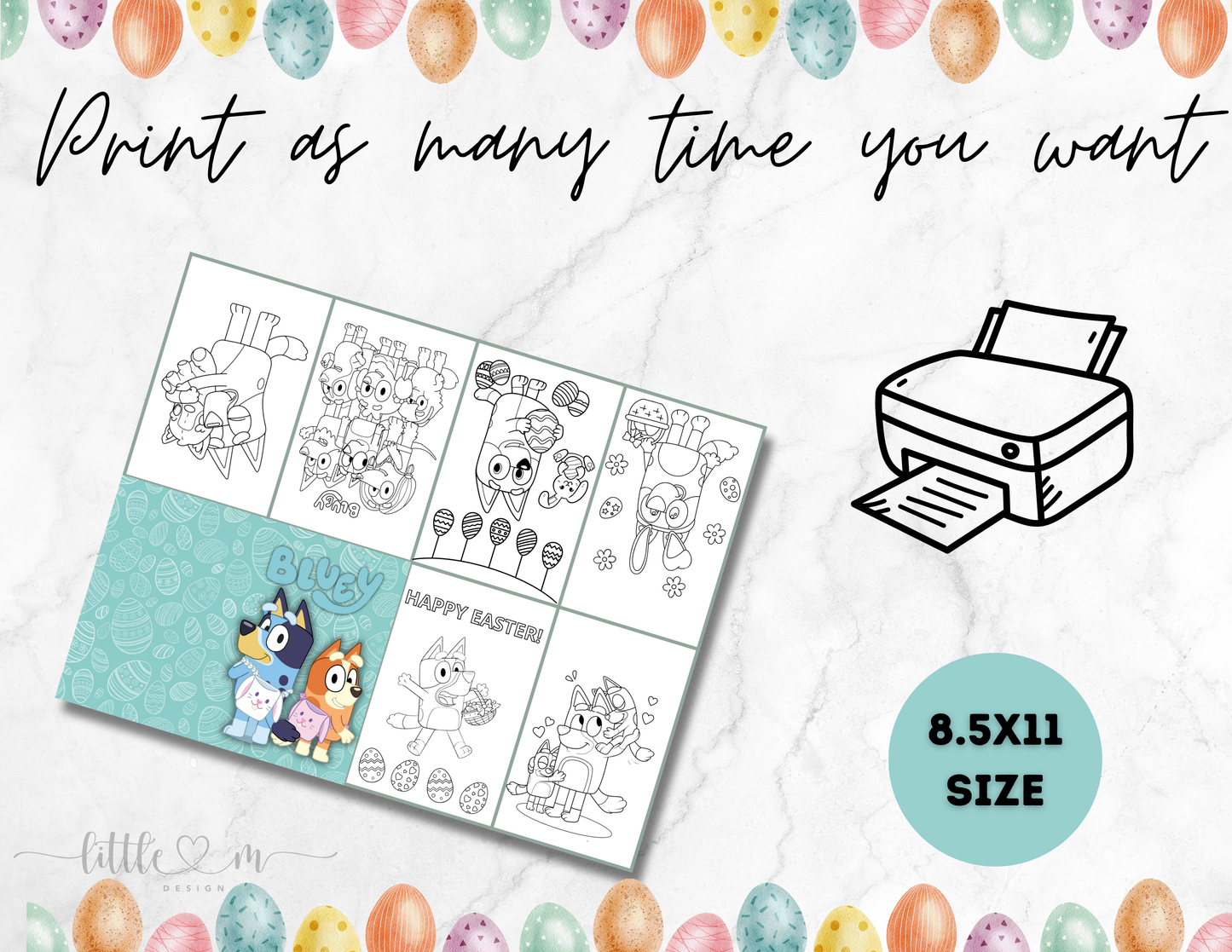 Bluey easter mini coloring