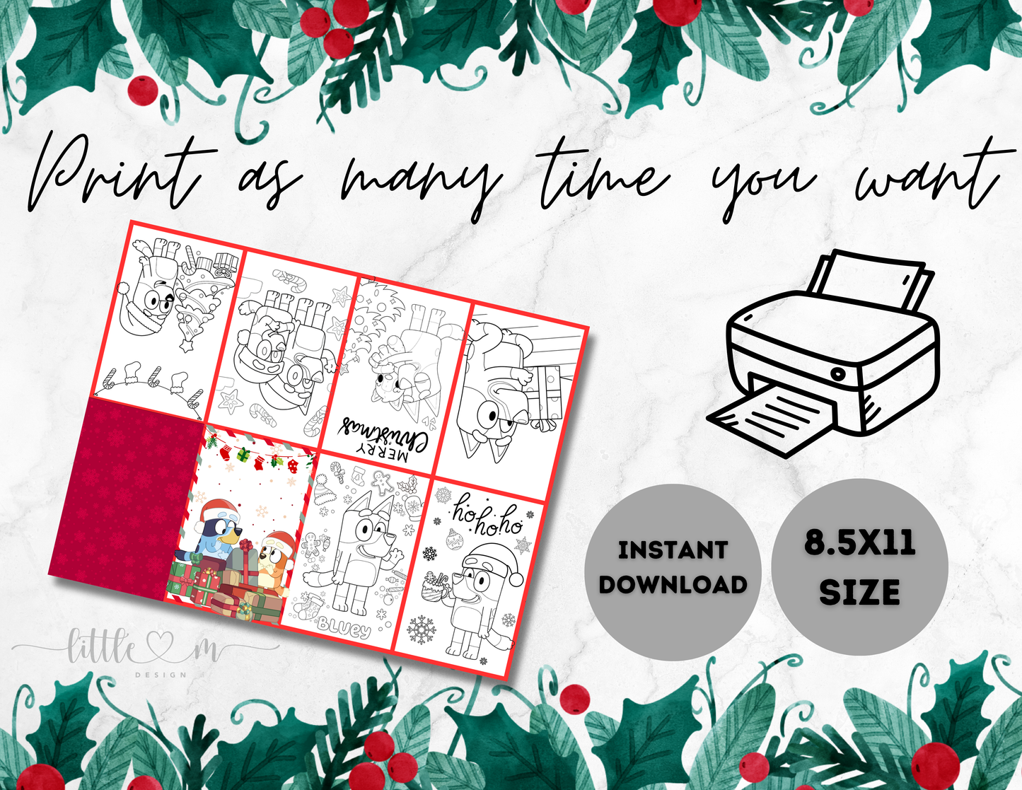 Christmas Bluey mini coloring book